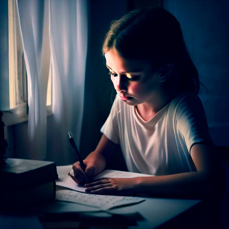 nena escribiendo una carta