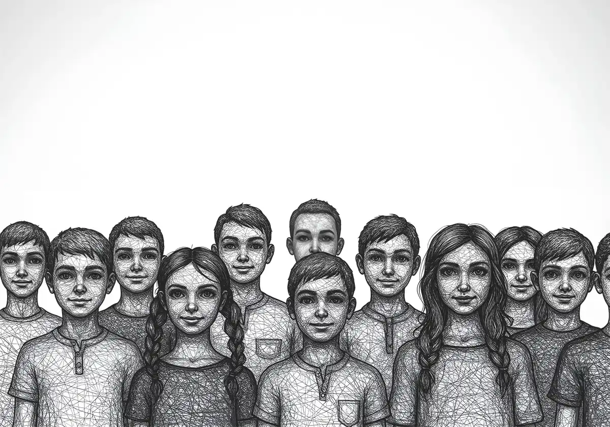 Niños hechos de hilos